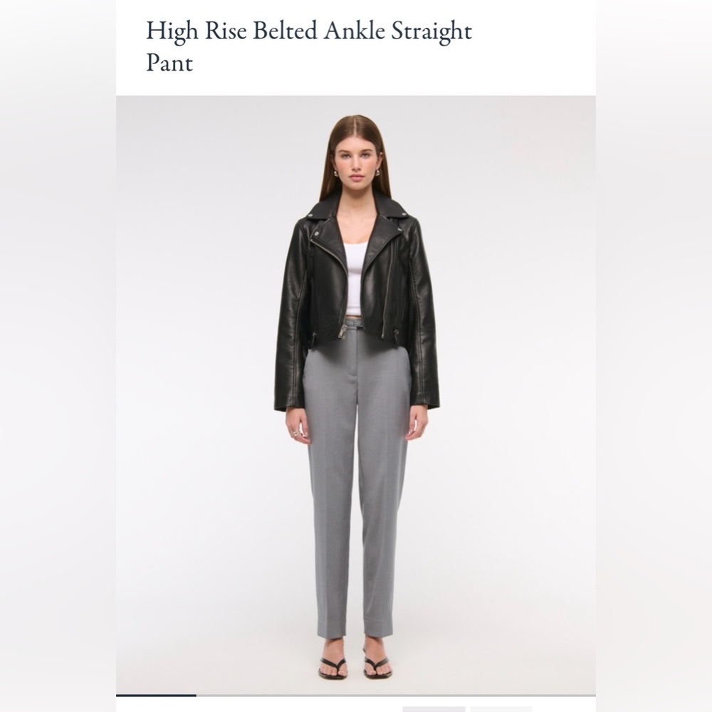 High rise belted ankle straight pant